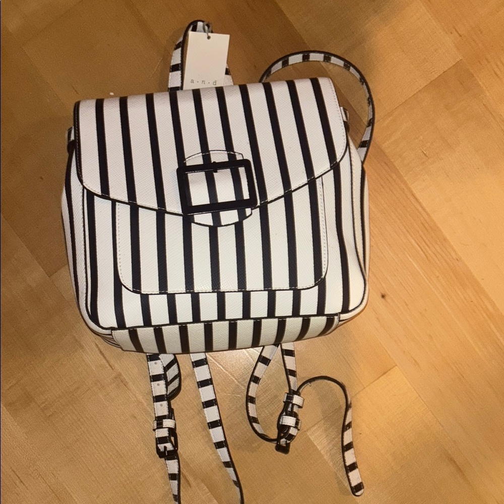 A New Day Black and White Striped Backpack